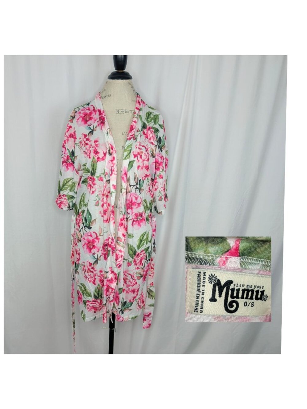 Show Me Your Mumu Floral Robe One Size Pink White Knee Length
